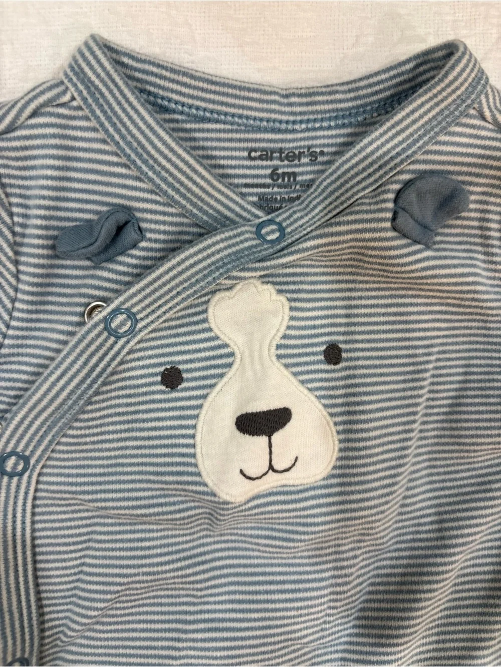 Carter’s Blue Striped Baby Footed One-Piece with Dog Face